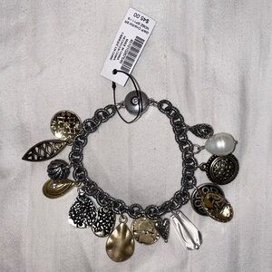 Chicos silver gold pearl charm bracelet coastal trinket cute collectible artsy